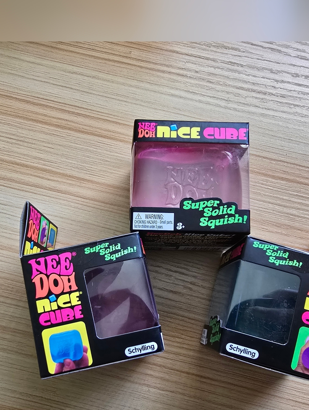 Neon Dice Cube Squishy Toy - Pink, Purple, Blue 3pack Set - Picture 3 of 3